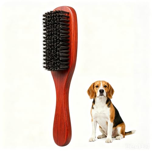 Boar Bristle Dog Brush for Short Haired Dogs, Natural Wooden Grooming Tool, Reduce Shedding, Detangle & Massage Sensitive Skin, Grooming to Calm Dogs & Build Pet Owner Bonding (Red sandalwood) - color: Red sandalwood