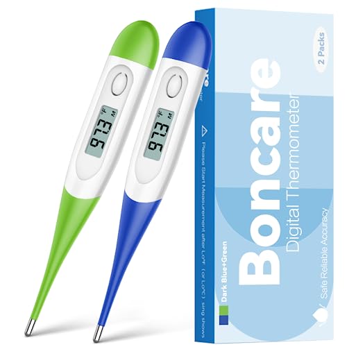 Boncare Rectal Thermometer for Baby 2 Packs (Dark Blue+Green) | Digital Thermometer with 10 Seconds Fast Reading - color: Dark Blue+Green