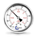 Compound Pressure Gauge -30 inHg to 30 PSI, Liquid Filled, 2.5" Dial, 1/4 NPT Back Mount, 304 Stainless Steel Case, Brass Wetted Parts, PSI/inHg - ASME B40.1 Grade A - size: -30 inHg to 30 PSI, style: STANDARD