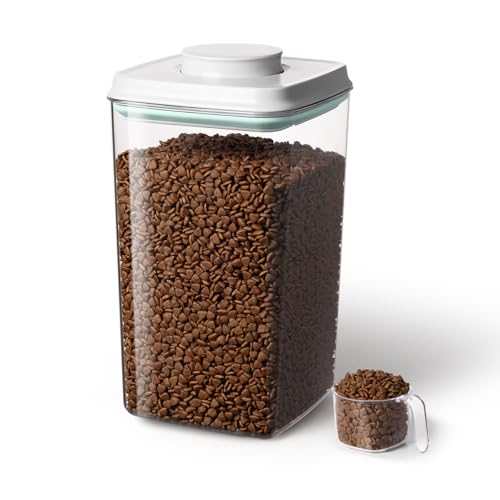 Dog Food Storage Container with 130ml Scoop – 4L/4.2qt Airtight Dog Food Container for Kibble & Treats, BPA-Free Cat Food Storage Container, Stackable Pop Lid Plastic Container with Lid - color: 4.2Qt