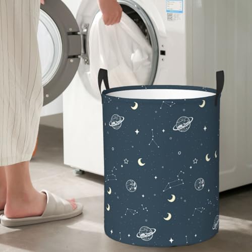 Laundry Basket Moon Space Collapsible Large Capacity, Dirty Clothes Basket Durable Lightweight Hamper With Handles Ideal For Clothes, Toys Home Organization - color: moon