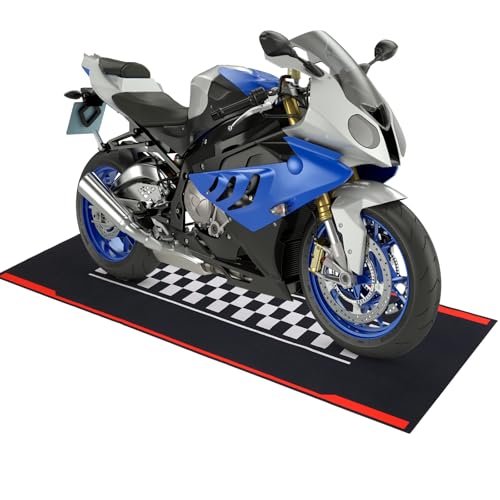Drydiet Motorcycle Mat Garage Floor Rug Washable Parking Mats for Garage Floors Non Slip Oil Absorbent Pad Rubber Backing Layer Protects Floor(Track Style,98 x 31 Inch) - size: 98 X 31 Inch, style: Track Style