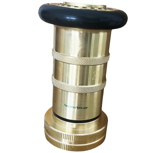 1-1/2" NH/NST Brass Fire Hose Nozzle | Heavy Duty Adjustable Spray Jet Fog Nozzle, Constant Flow Industrial Firefighter Nozzle, 85 GPM, 100 PSI - size: 1-1/2"NH/NST