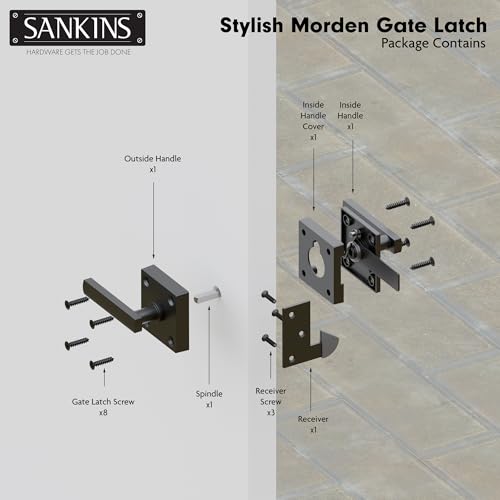 Black Heavy Duty Double Side Gate Latch for Wooden Fence, Self Locking Aluminum Gate Latch for Outdoor Fence, Swinging Door Latch Gate Hardware,Black