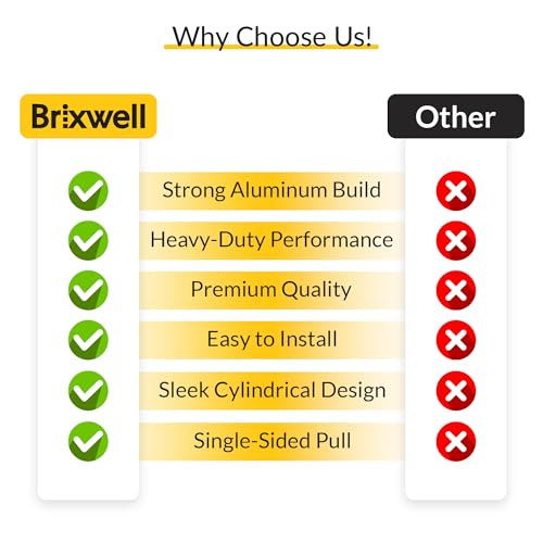 BRIXWELL Straight Back-to-Back Pull Handle Aluminum Material, Clear Anodized Finish, 11" Total Length, 10" Center-to-Center, 1" Diameter, 3-1/4" Projection - color: Clear Anodized, size: 11 Inch