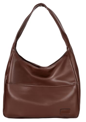 Women Tote Handbags Chic Vegan Leather Tote Bag Purse Stylish Casual Trendy Large Soft Shoulder Bag - color: Coffee