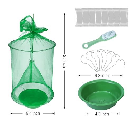 8 Packs Fly Traps Outdoor Hanging, Stable Fly Trap with Fly Bait, Reusable Fly Killer, Ranch Fly Trap, Fly Control Fly Hunter for Family Farm Park Orchard Garden