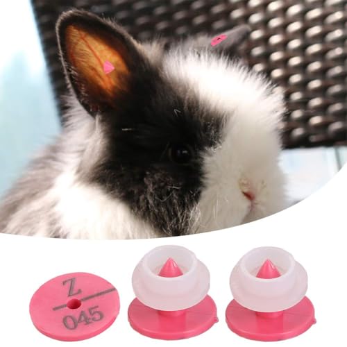 Fdit Plastic Animal Ear Numbered ID Marker for Rabbit Dog Rose Red Lightweight Round 0.7 x 0.7 x 0.5 in 100 100 Buttons