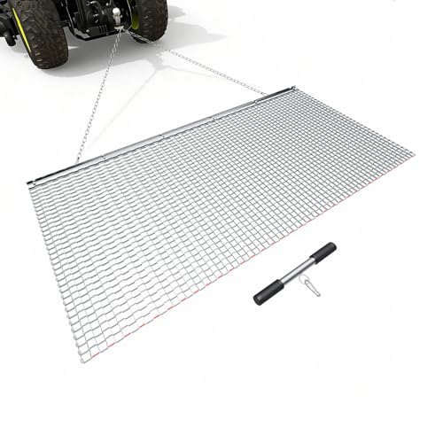 VEVOR Drag Harrow, 6 x 3 ft, High-Efficiency Chain Harrow Rake, ATVs UTVs Tractors Attachments, Durable Galvanized Steel Mesh Drag Mat with Towing Chain, for Gravel Driveway Ruts Farm Field Leveling - size: 72.05 x 35.98 x 0.39 inch