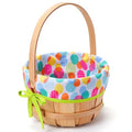 JOYIN Easter Wooden Basket with Liner, Portable Wood Buckets with Folding Handle, Easter Eggs Candies Party Favor Storage Container, Empty Gift Basket for Egg Hunt, Kids Party Treats & Picnic