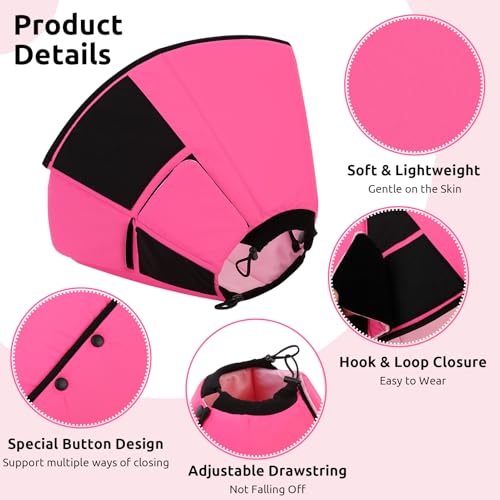 Dog Cones for Large Dogs, Soft Dog Cone Large for Wound Care | Soft Fabric Cone for Dogs After Surgery, Adjustable Elizabethan Collar for Pet to Prevent Licking Wounds, Pink L - color: Pink, size: L
