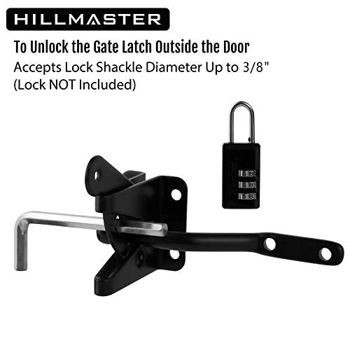 HILLMASTER Upgrade Self-Locking Gate Latch for Wooden Fence, Automatic Gravity Lever Door Latches with Longer Fasteners & Pull String for Secure Pool, Garden, Black Finish/4.7in, 2 Pack - size: 2 Pack