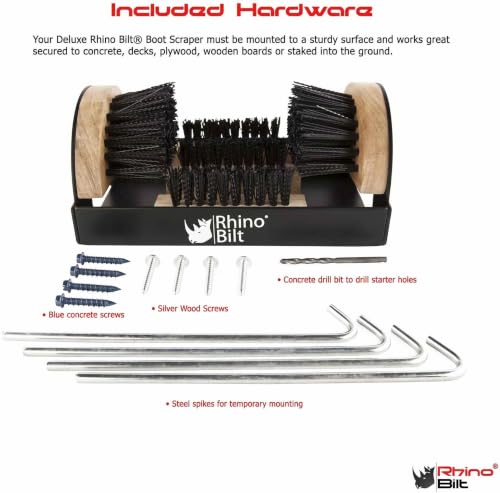 Deluxe Boot Scrubber, Outdoor Shoe Scraper Brush, Extra Wide | Steel Base & Weatherproof Wood, Heavy Duty Boot Cleaning Brush for Mud, Dirt & Snow, Ideal for Garden, Farm, Golf Course
