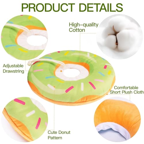 Cat Cone Collar Soft, Cute Cat Donut Collar After Surgery, Adjustable Kitten Recovery Cones to Stop Licking, Lightweight Neck Elizabethan Collars for Cats Kittens (Green, Small) - color: Green, size: Small