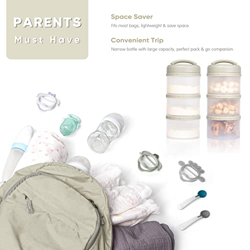 Termichy Stackable Formula Dispenser Portable: Milk Powder Container to go | Separated Compartments Premeasure Storage - Mess-Free Funnel Spout for No-Spill Pouring - for Home or Travel Use - color: Warm Grey
