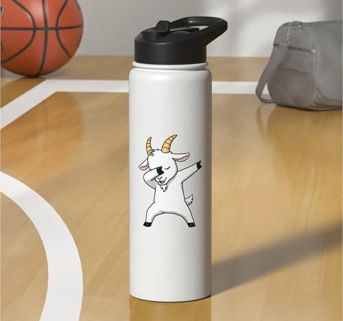 Dabbing Goat Kids Halloween Costume Cute Farm Animal Dab Stainless Steel Insulated Water Bottle - color: White
