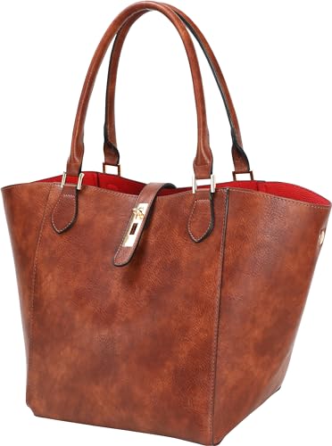 sqlp Large Work Tote Bag for Women Big Bucket Purses Designer Handbags - color: Dark Brown