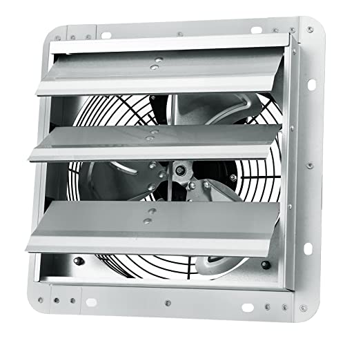 VEVOR 10'' Shutter Exhaust Fan, High-speed 820 CFM, Aluminum Wall Mount Attic Fan with AC-motor, Ventilation and Cooling for Greenhouses, Garages, Sheds, Shops, FCC - size: 10 Inch