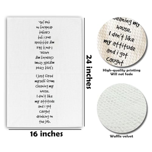 Kitchen Towels - I Just Fired Myself from Cleaning My House - 16 x 24 Inches Kitchen Funny Hand Dish Towels - Decorative Absorbent Fast Drying Home Dishcloth - Gifts for Friends Family -A25 - color: I Just Fired Myself