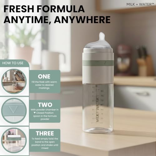 MILK & WATER Glass All-in-One Baby Bottle with Anti Colic Nipple - color: Olive Green