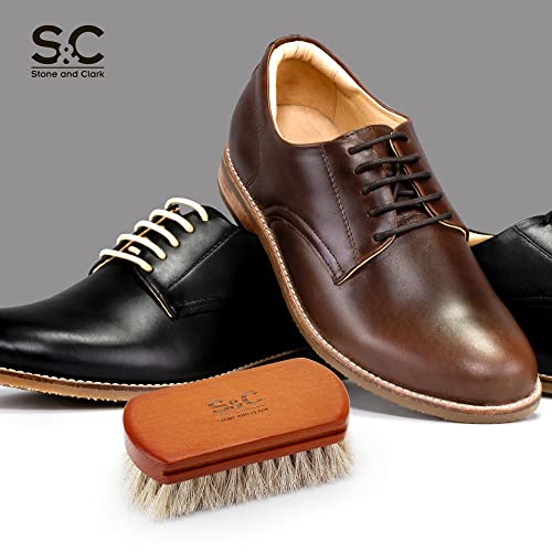 Mini 4" Shoe Brush - Portable Horse Hair Boot Brush w/Natural Wood Handle - Soft Bristle Shoe Shine Brush for Cleaning, Buffing & Polishing Leather Shoes - Travel-Friendly Size - color: White