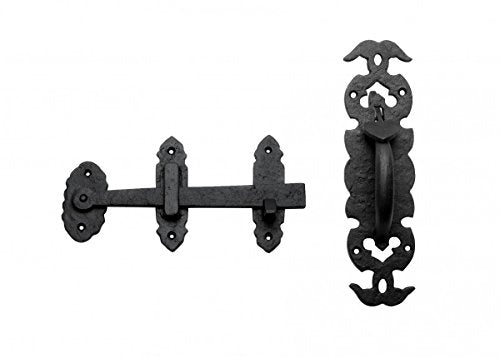 Renovators Supply Manufacturing Black Iron Thumb Gate Latch Rustic Antique Design Fence Door Lock with Hardware