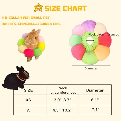 Adjustable Rabbit E-Collar, Rabbit Protection Neck Recovery Collar - Small Animal Pets After Surgery Wound Healing Anti-Bite Sratch Risistant for Guinea Pig Ferret Squrrel, Kitty (XS) - size: XS
