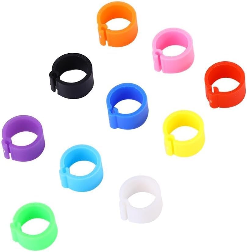 50 Pcs Poultry Leg Bands - Multi-Color Clip-On Rings for Bird Identification | 8mm Diameter Foot Bands for Ducks, Chicks, Pigeons, and Parrots