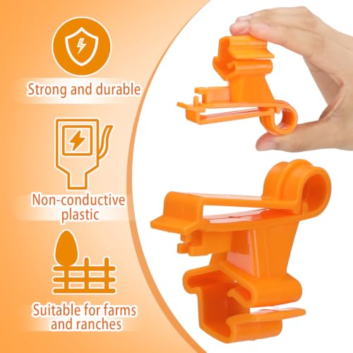 100 Pcs T-Post Poly Tape Insulator Large Snap T-Post Holding Electric Fence Insulator for Farm Fence (Orange) - color: Orange