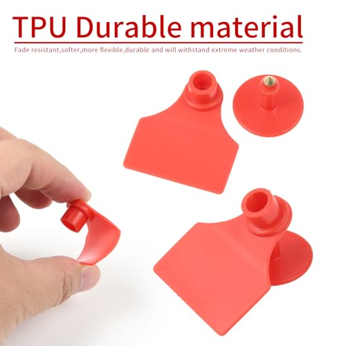 500pcs Farm Animal Ear Tags Numbered 001-500 Livestock Identification for Cattle Cows Hogs Pigs Sheep Goats (500, Medium-Red) - color: Medium-red