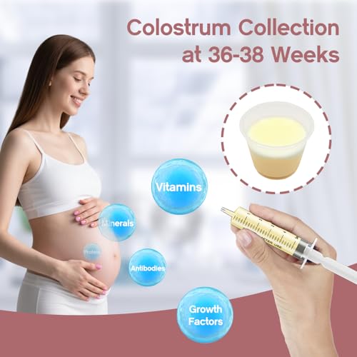 60 Sets 5Ml Colostrum Collector Kit Include 60 5ml No Needle Sterile Syringes with Cap, 4 Measuring Cup, 6 Zip-lock Storage Bags, 60 Labels for Breast Milk Collector - size: 60pcs-5ml