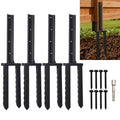 4 Pack 30" Fence Post Repair Kit for Fix 4x4|6x6 Fence Post | Wave Design Fence Post Stake Spike ,Fence Post Anchor Ground Spike for Repair Tilted/Broken Wood Fences Post - size: 4 Pcs