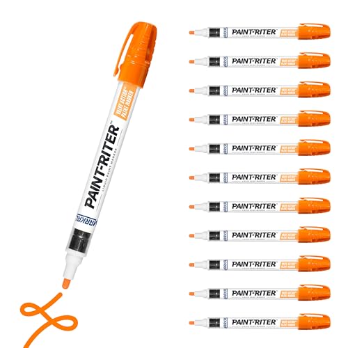 Markal 97052 Paint-Riter+ Valve Action Marker, Versatile Surface Compatibility, Bold Mark Size 1.8", Fluorescent Orange 12-Pack - color: Fluorescent Orange