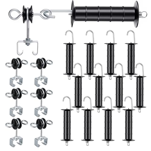 Electric Fence Gate Handle Kit T Post Insulator Spring Gate Handle Set for Horse Cattle Farm Fencing Easy Install Shock Protection(18 Pcs)