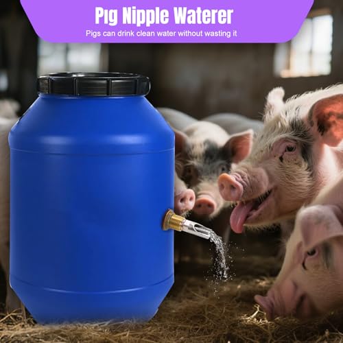 2PCS Pig Waterer Pig Water Nipple for Barrel Kit Automatic Pig Drinker Drinking System Stainless Steel Hog Water Feeder with Brass Water Tank Connectors Kit for Pig (Copper, 4 BS Pig Waterer) - size: 4 BS Pig Waterer