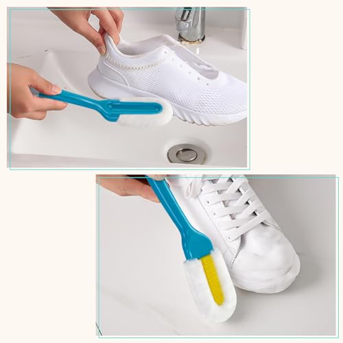 Andiker Professional Cleaning Shoe Brush, Multifunctional Long Handle Shoe Brush Cleaner, Hangable Soft Bristle Shoes Cleaning Brush (Blue) - color: Blue