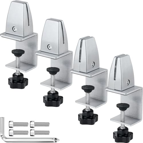 4 Packs Sneeze Guard Support, Aluminum Adjustable Partition Clamp, Acrylic Desk Divider Support, Desk Shield Clamp Privacy Panel for Counter - size: Sideclamp & 4pcs