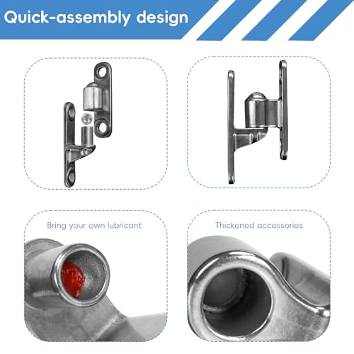 304 Stainless Steel Gate Hinges 5/8" Heavy Duty Door Hinges 600LB Capacity No Squeaking for Wall Mount Hinges for Farm Gates & Wooden Fences, 2 Pack