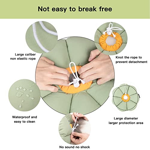 Cat Cone Collar,Cute Waterproof Cat Recovery Collar,Anti-Bite Lick Wound Healing Safety Elizabethan e Collar for Cats,Green Flower All-Season Style - color: Green Flower, size: Large