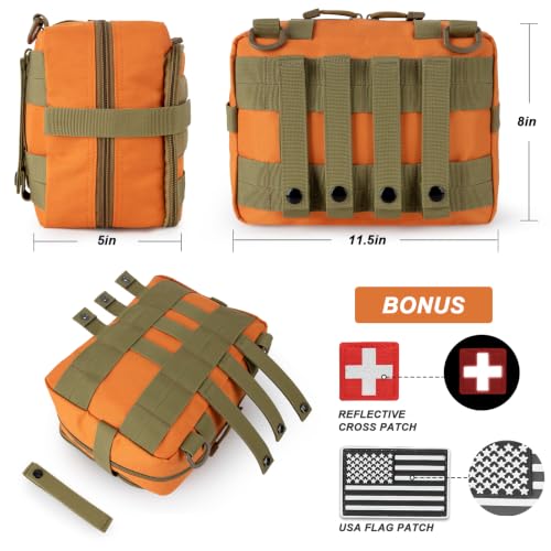 Jueachy Tactical Molle Pouch Large Admin Bag Utility Tool Pouches Molle Attachment EDC Pouches Expandable Molle Accessories Organizer Medical Pocket U.S.A Patch Included - color: Orange