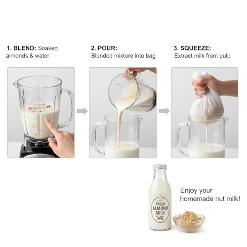 Nut Milk Bag, Food Straining Bag, Nylon, 7.9 x 11.8", 4 Pack | Cheese Cloth Bag, Straining Fruit Juice, Tofu, Almond