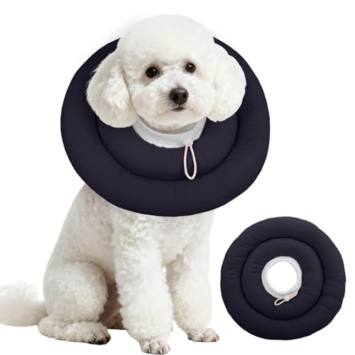 IDOMIK Dog Recovery Collar, Waterproof Soft Dog Cone After Surgery | Comfy Protective Elizabethan Collar Alternative for Dogs Cats, Adjustable Pet Neck Donut Cone Anti-Licking Wounds,Grey,M - color: Grey, size: M