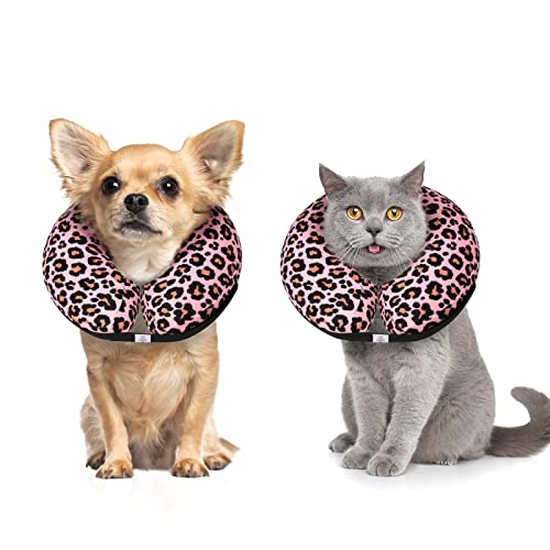 CuteBone Dog Recovery Cone for Small Medium Dogs & Cats | Removable Fleece Cover, Adjustable Strap, Anti-Slip Loop, Easy Inflate Valve, Separable Inflatable Liner