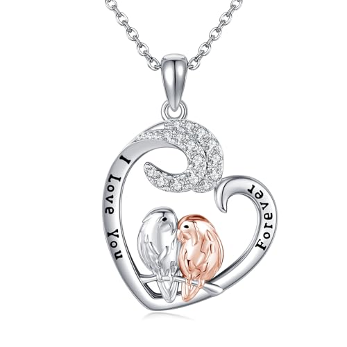Goat Necklace Crystal Goat Necklace Sterling Silver Heart Goat Necklace Animal Pendant Jewelry for Women Goat Gift for Goat Lovers - style: parrot