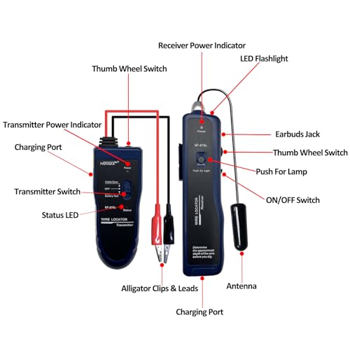 Underground Wire Locator Upgrade, RockyMars Cable Tester with Rechargeable 1100mAh Battery for Invisible Fence for Dogs, Circuit Breaker Finder, Electric Fence Wire Tracer, Wire Break Locator, etc.