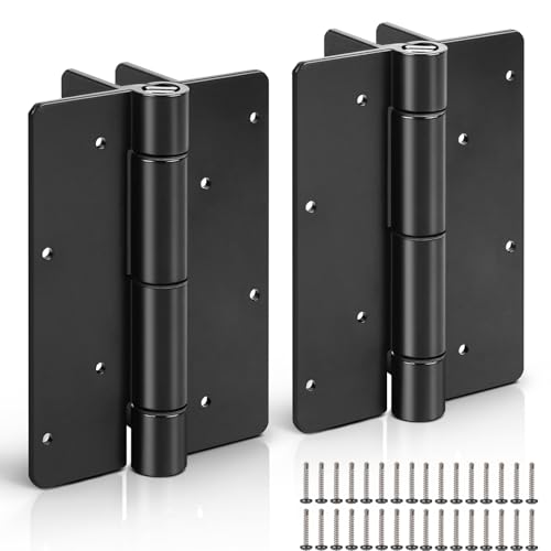 Upgraded 5.75" Aluminum Self Closing Gate Hinges, Fence Gate Hinge for Aluminum | Vinyl | Iron | Wood Gates, Self Closing Force Adjustable Spring Hinges -1Pair (Black)