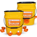 5 Gallon/44 Lbs Automatic Chicken Feeder & Waterer Set with Buckets, No Waste Feeder Port & Waterer Cup, Rain Proof Poultry Feeders, Keeps Out Small Animals, Ideal for Duck, Chick & Turkey