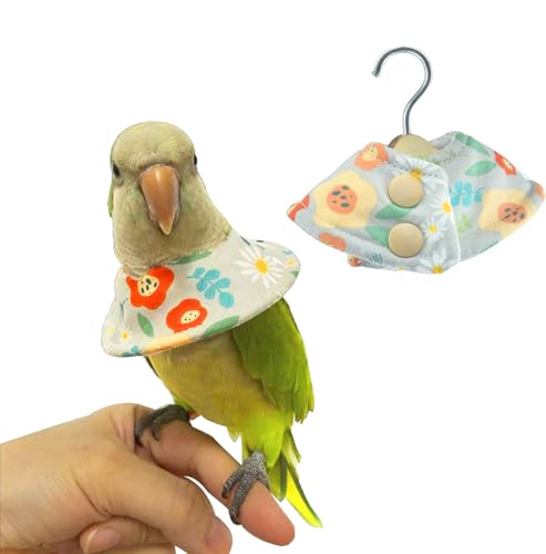 Bird Collars for Monk Parakeets, Quaker Parrot Feather Plucking Soft Cones | Parrot Recovery Cones, Sun Conure Neck Feather Protection Anti-Bite Collar with Wooden Hanger - color: Flower