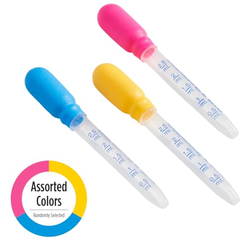EZY DOSE Kids Oral Liquid Medicine Dropper, For Baby & Toddler, 2.5mL/0.5 TSP Capacity, Calibrated, Easy to Use with Precise Dosing, Color May Vary, BPA Free | Accurate Measurement Markings Support Precise Liquid Portions for Babies & Toddlers, Easy-Grip