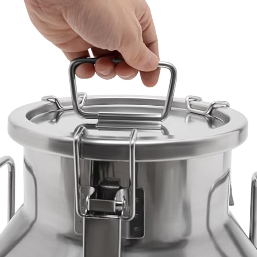 Stainless Steel Milk Can, 10 Liter Seamless Milk Jug Wine Pail Bucket 2.64 Gallon Anti-Leak Liquid Storage Container Milk Pail with Sealed Lid Heavy Duty for Milk and Wine (10L) - size: 10L